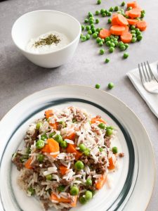 Reis-Hackfleisch-Pfanne mit Gemüse