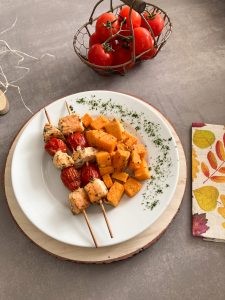 Lachs-Spieße mit Süßkartoffeln
