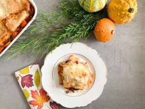 Kürbislasagne mit Kidneybohnen